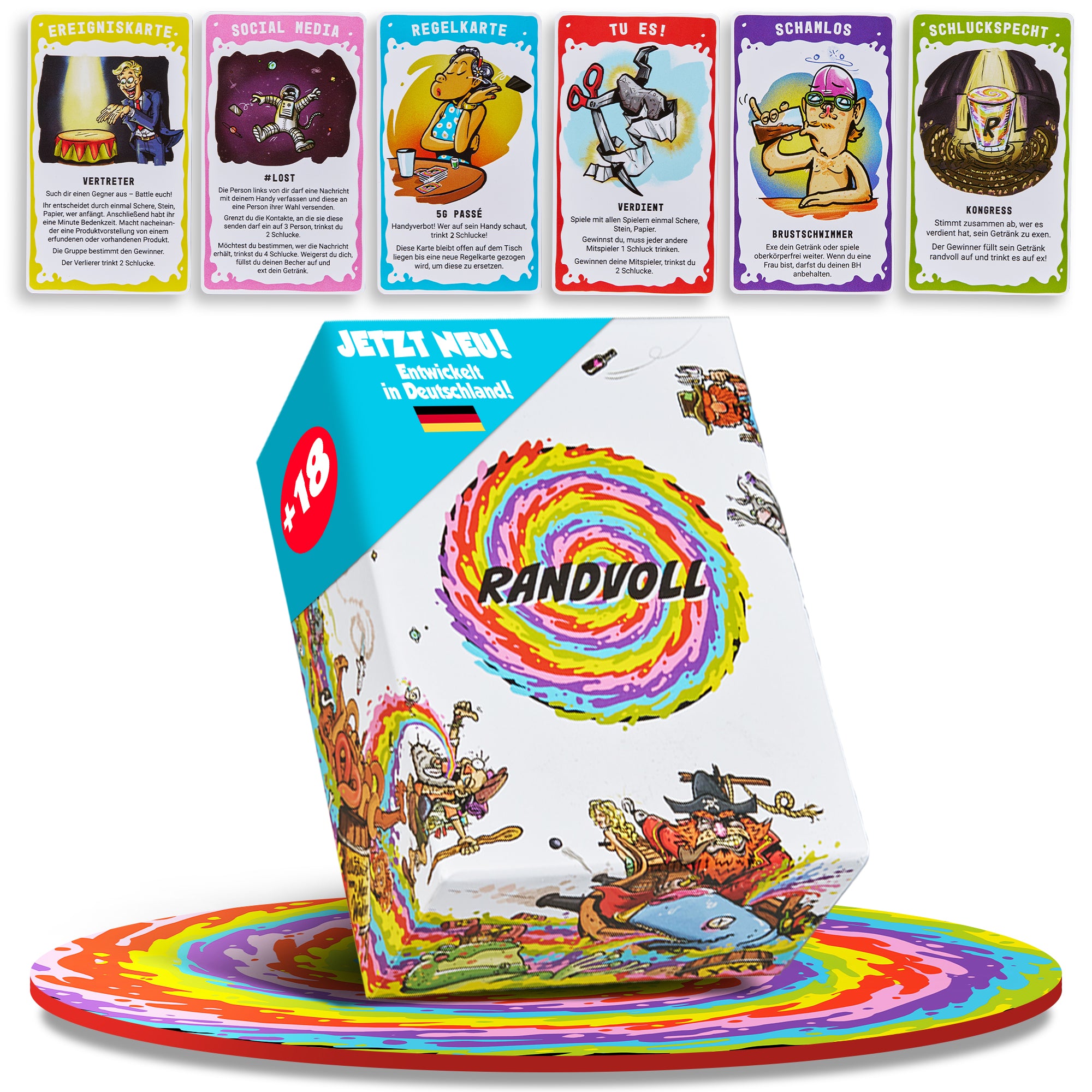 Randvoll – das witzigste Trinkspiel für jede Party! Perfekt als Partyspiel, Geschenk für Männer oder Geburtstagsgeschenk für Erwachsene. Garantierter Partyspaß fürs Wochenende.