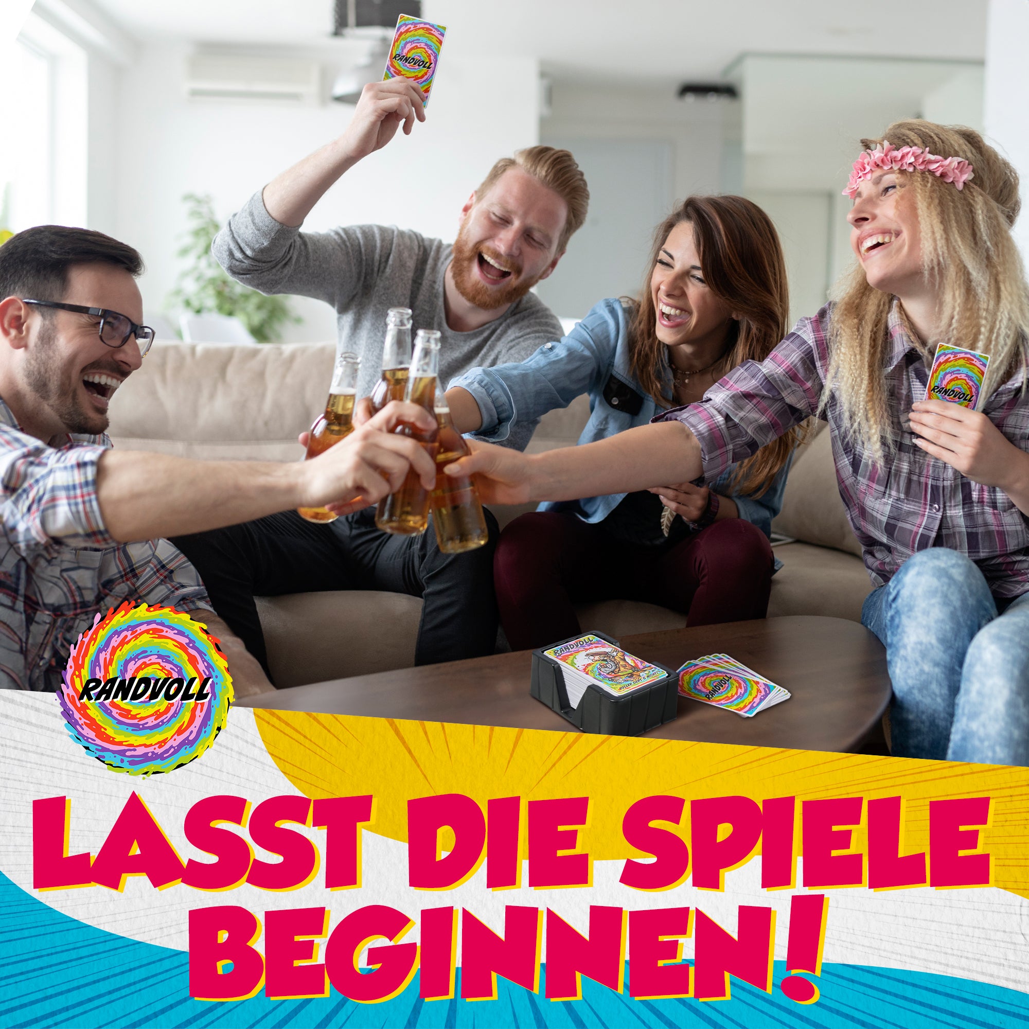 Das lustige Trinkspiel Randvoll bringt Partyspaß pur! Ob am Wochenende, als Geschenk für Erwachsene oder als Geburtstagsgeschenk – immer ein Hit.